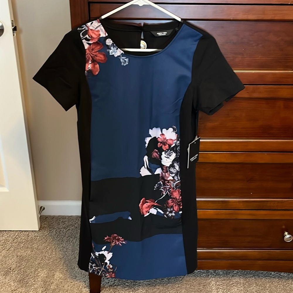 NEW Simply Vera Wang Placement Print Dress Mythical Amethyst Women’s Size XS